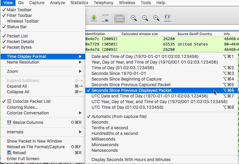 compare two wireshark captures
