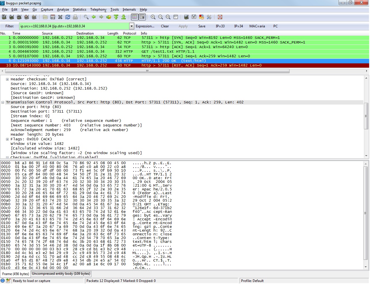 wireshark http and tcp