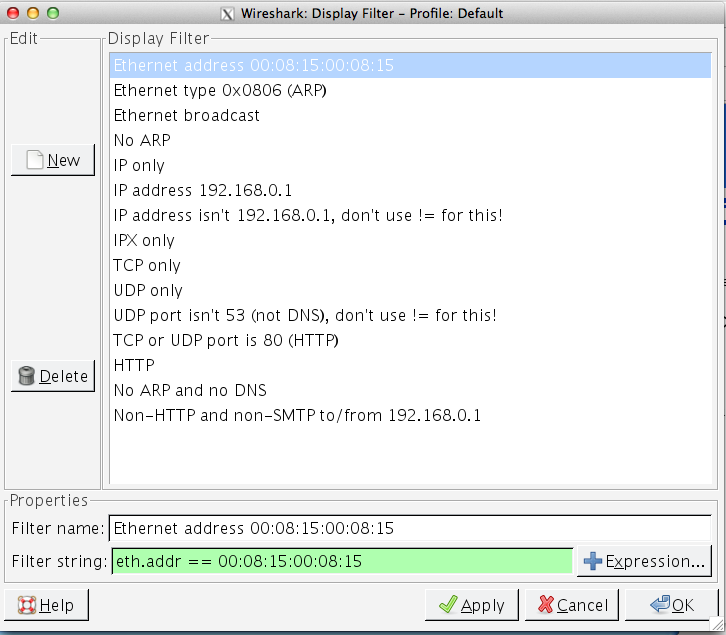 wireshark capture filter two mac address